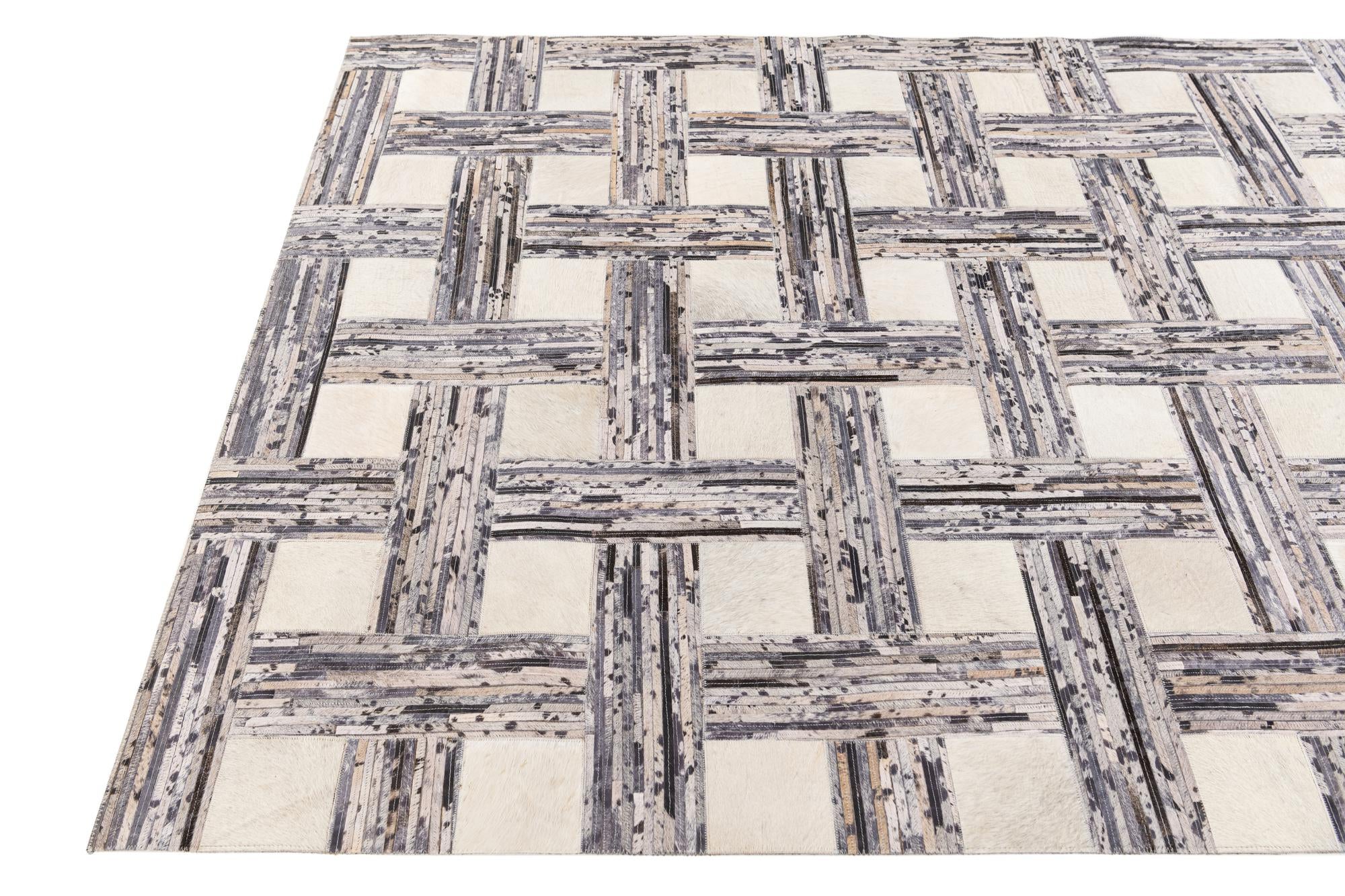 4' 11 x 7' 8 Cowhide Stocks Rug