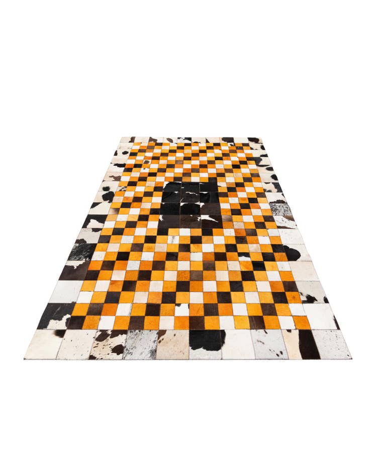 Detail image of 5' 1 x 8' 1 Cowhide Stocks Rug