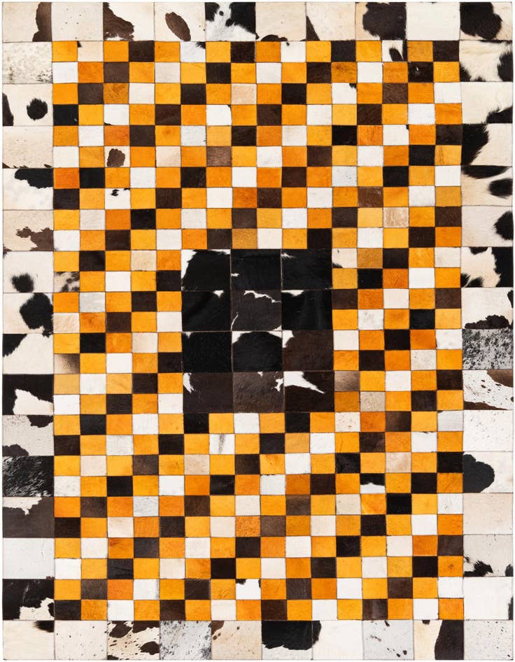 Detail image of 5' 1 x 8' 1 Cowhide Stocks Rug