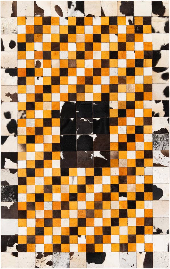 Detail image of 5' 1 x 8' 1 Cowhide Stocks Rug