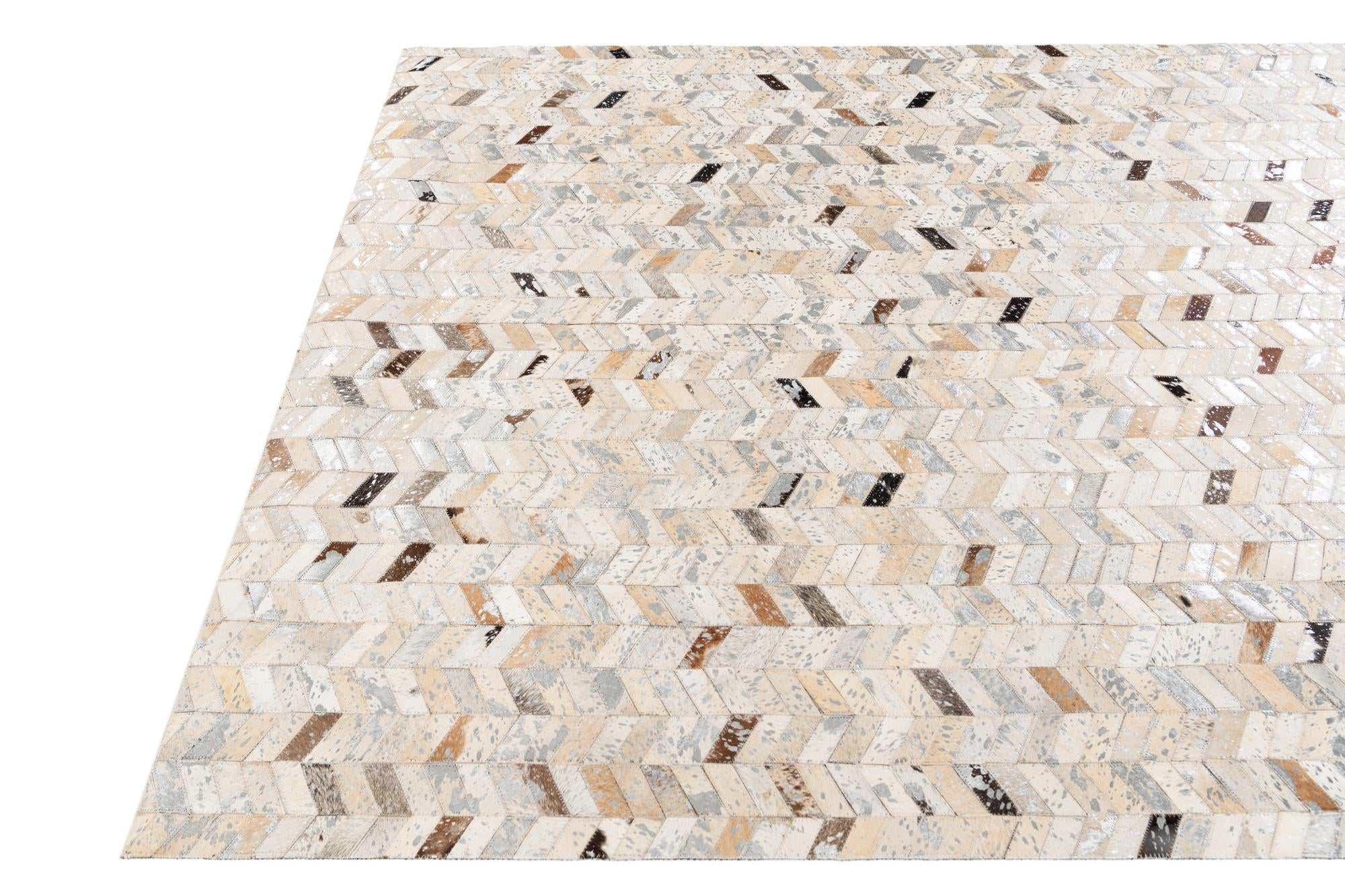 5' 3 x 7' 6 Cowhide Stocks Rug