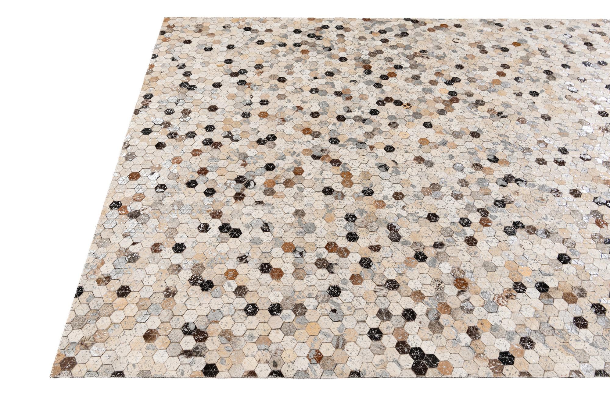 5' 4 x 7' 7 Cowhide Stocks Rug