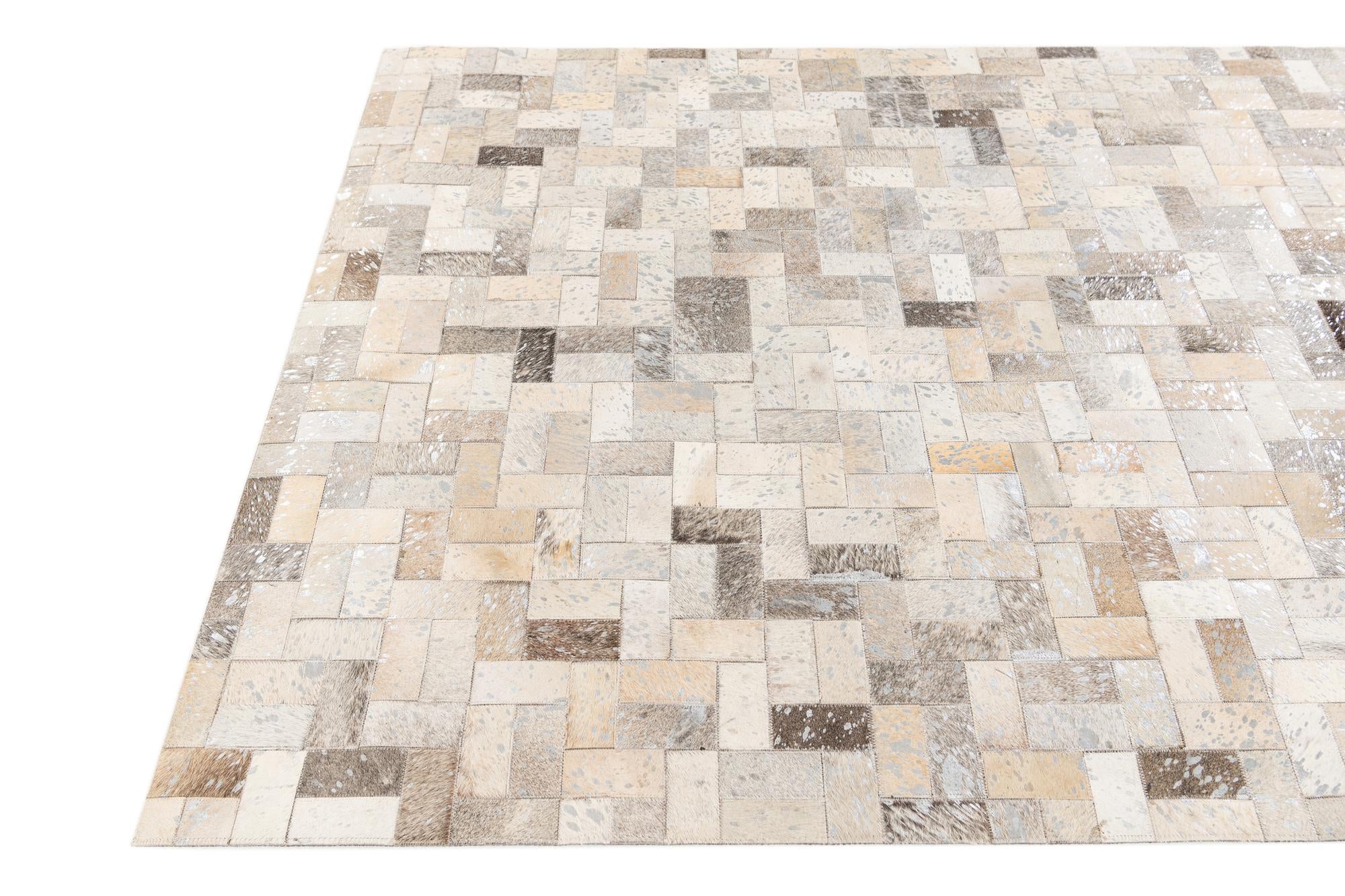 4' 9 x 6' 10 Cowhide Stocks Rug