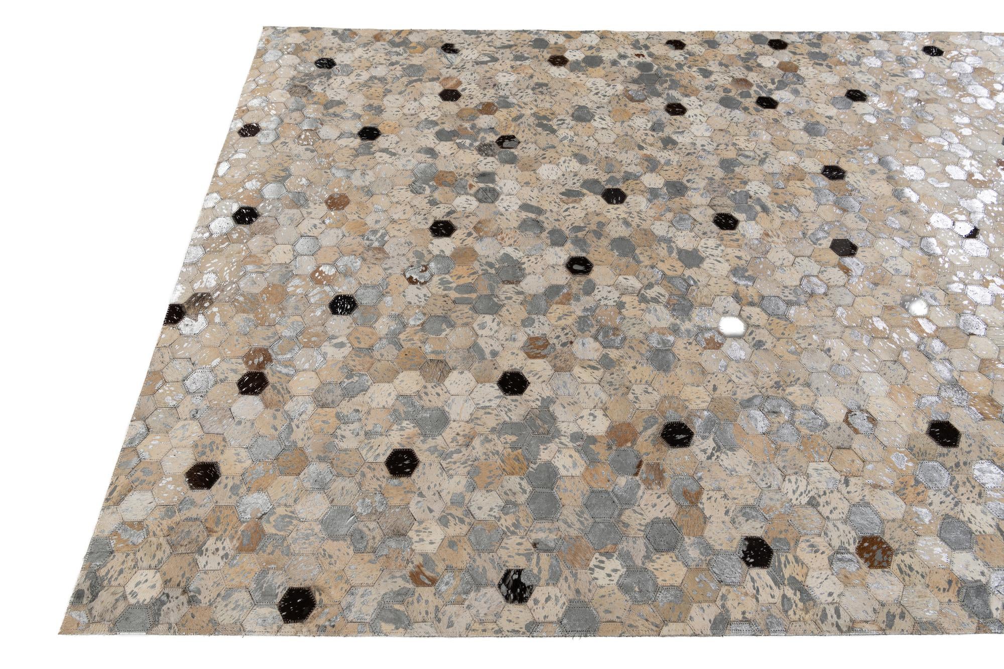 5' 2 x 7' 5 Cowhide Stocks Rug