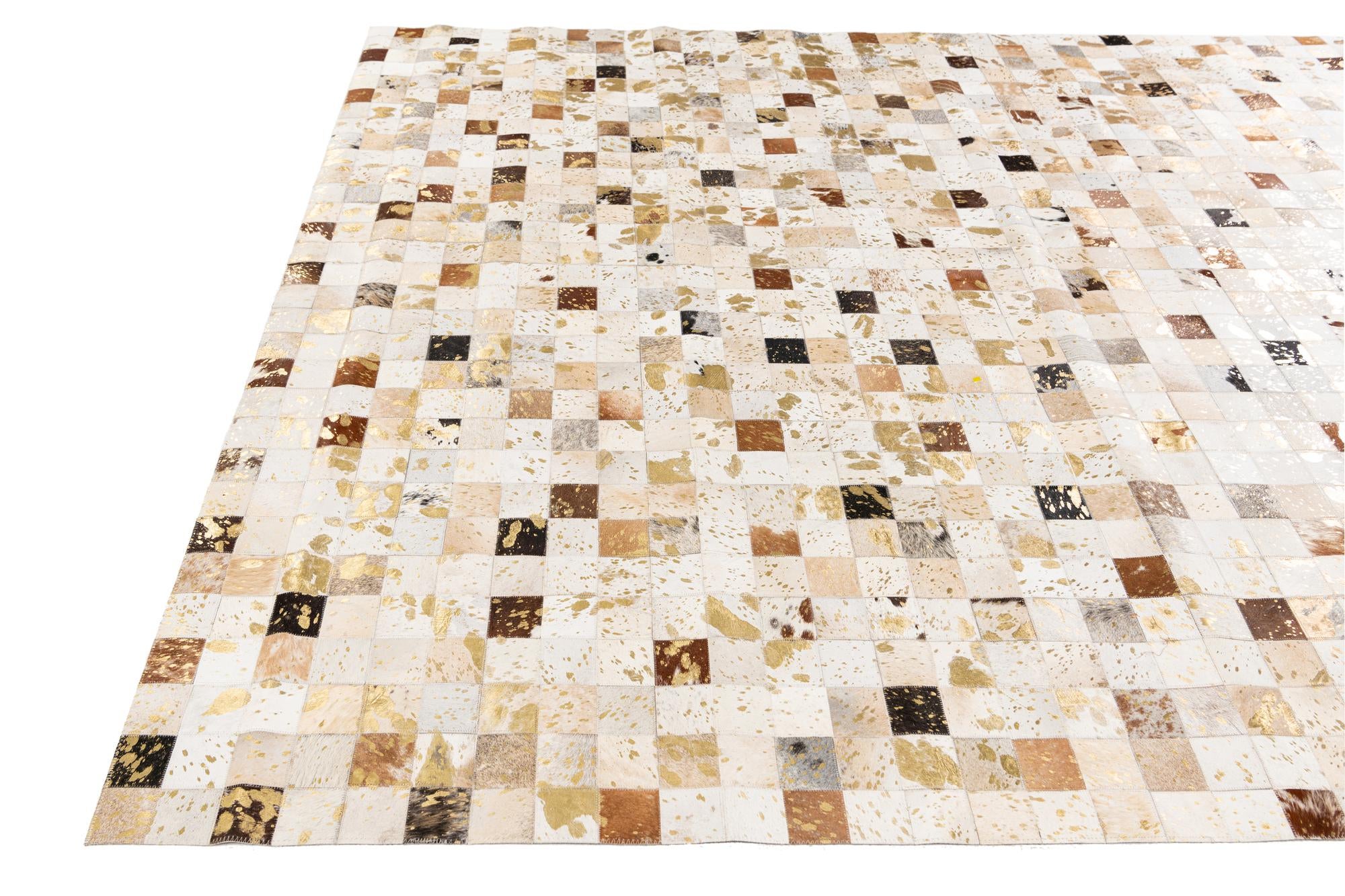 7' 6 x 9' 10 Cowhide Stocks Rug