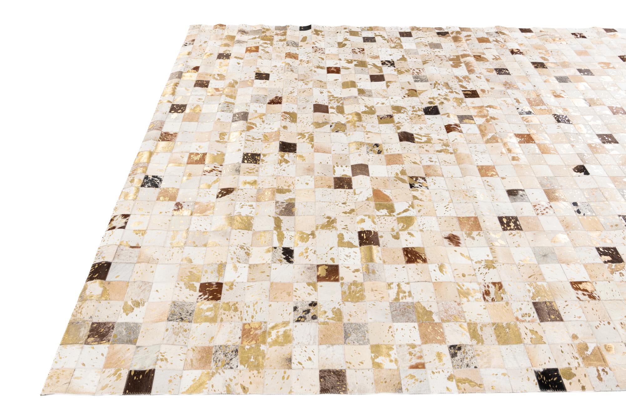 7' 10 x 9' 10 Cowhide Stocks Rug