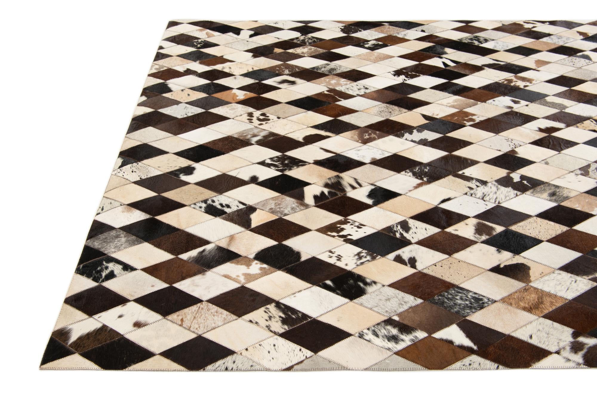5' 7 x 8' Cowhide Stocks Rug