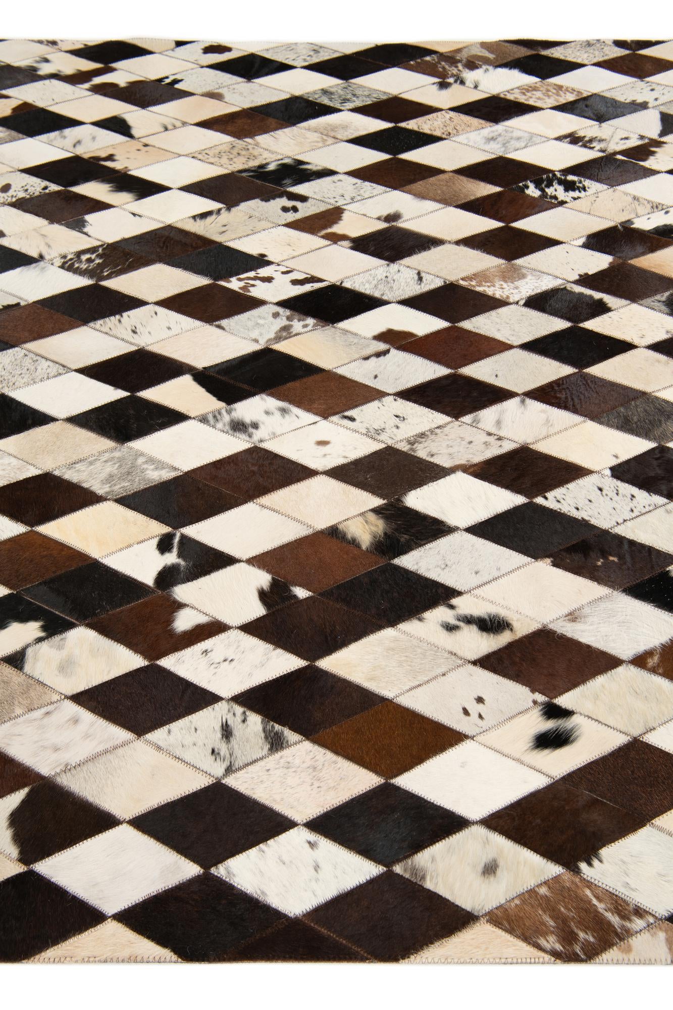 5' 8 x 8' Cowhide Stocks Rug