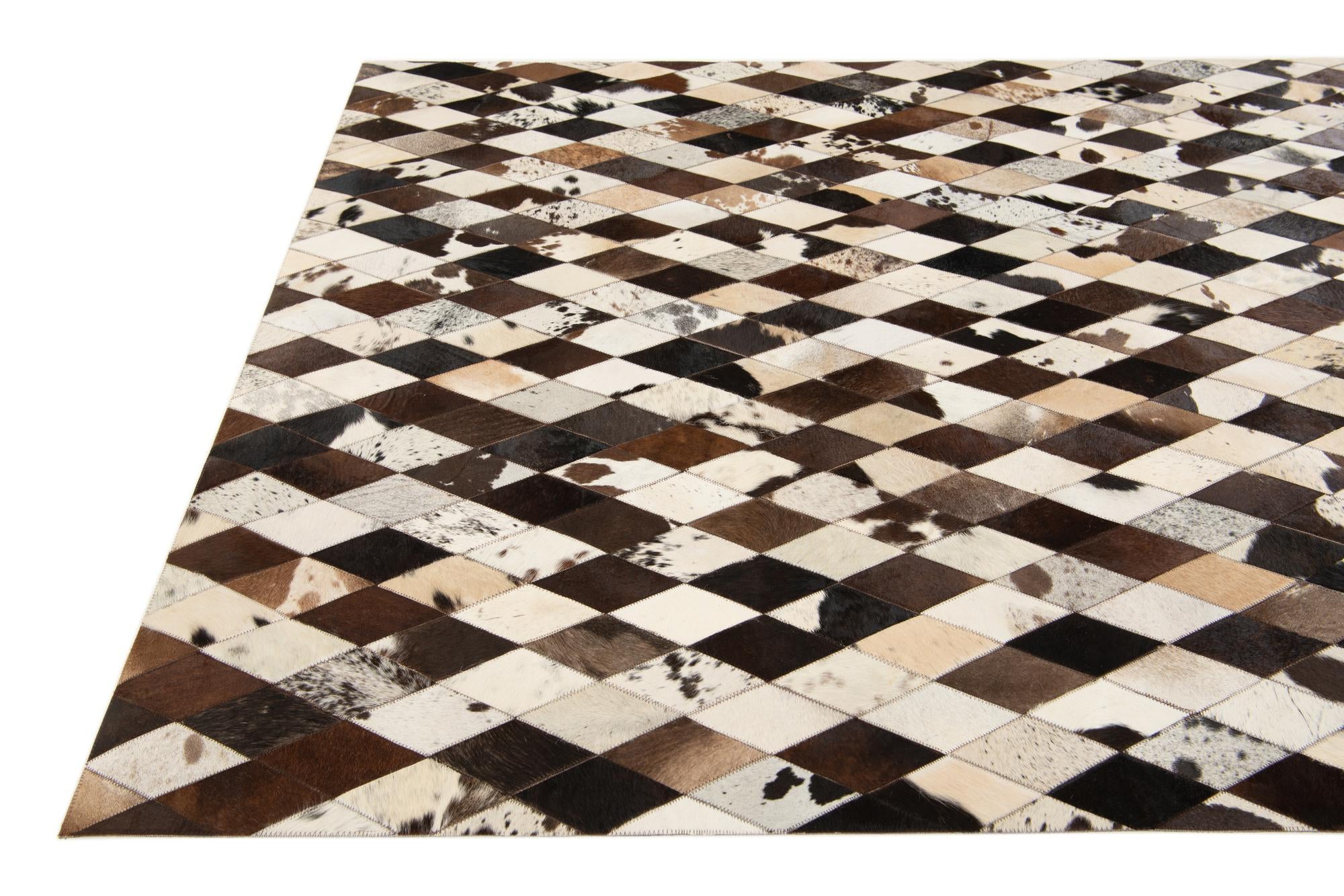 5' 7 x 8' Cowhide Stocks Rug
