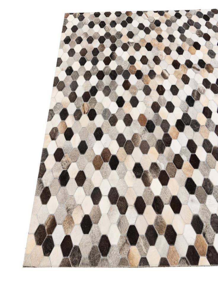 Detail image of 5' 1 x 8' 1 Cowhide Stocks Rug