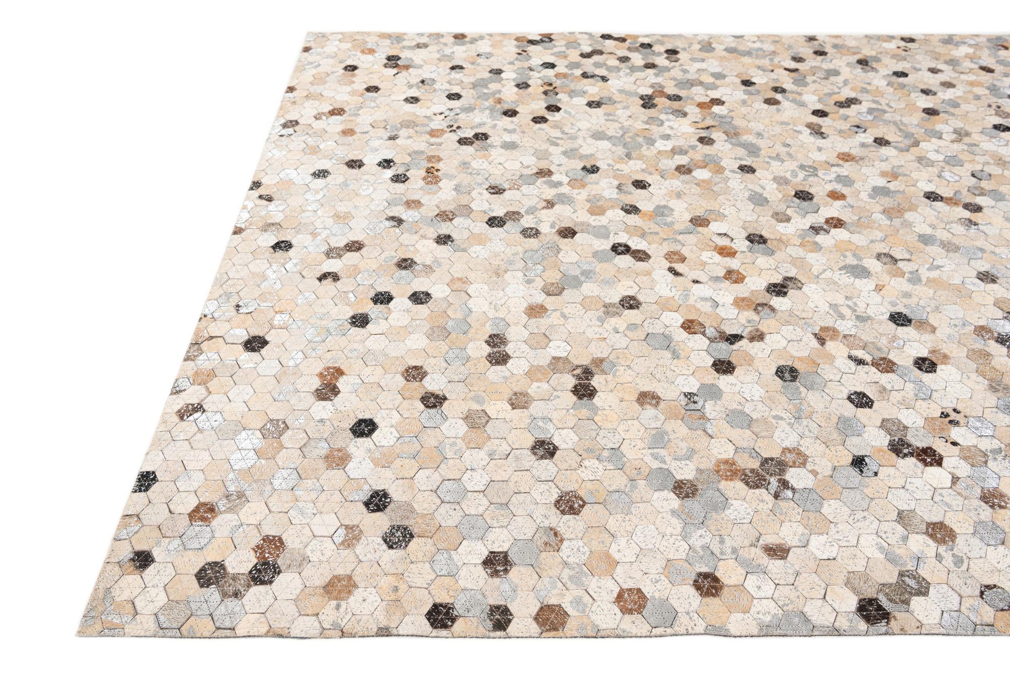 5' 3 x 7' 7 Cowhide Stocks Rug