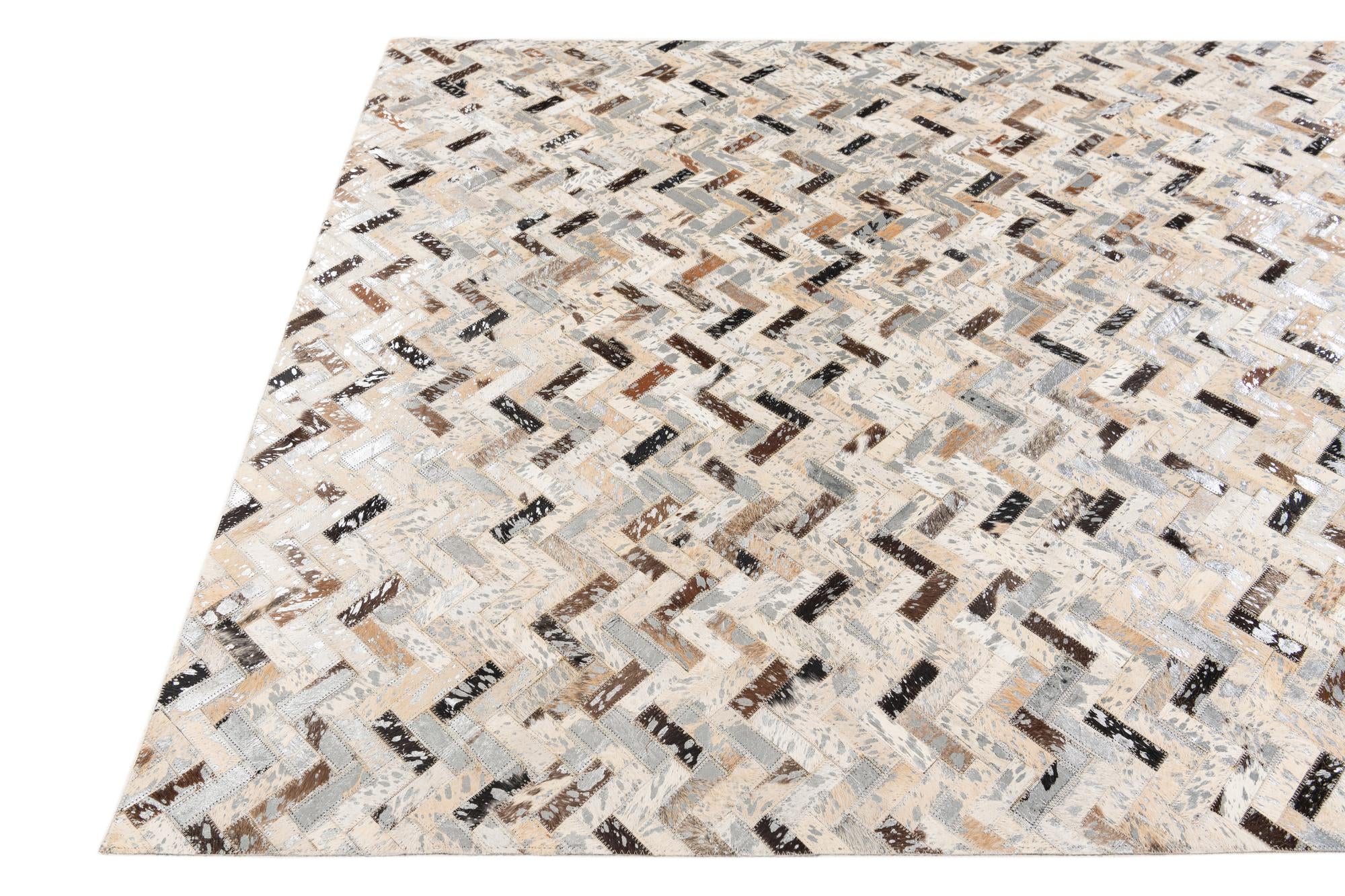 4' 10 x 7' 6 Cowhide Stocks Rug