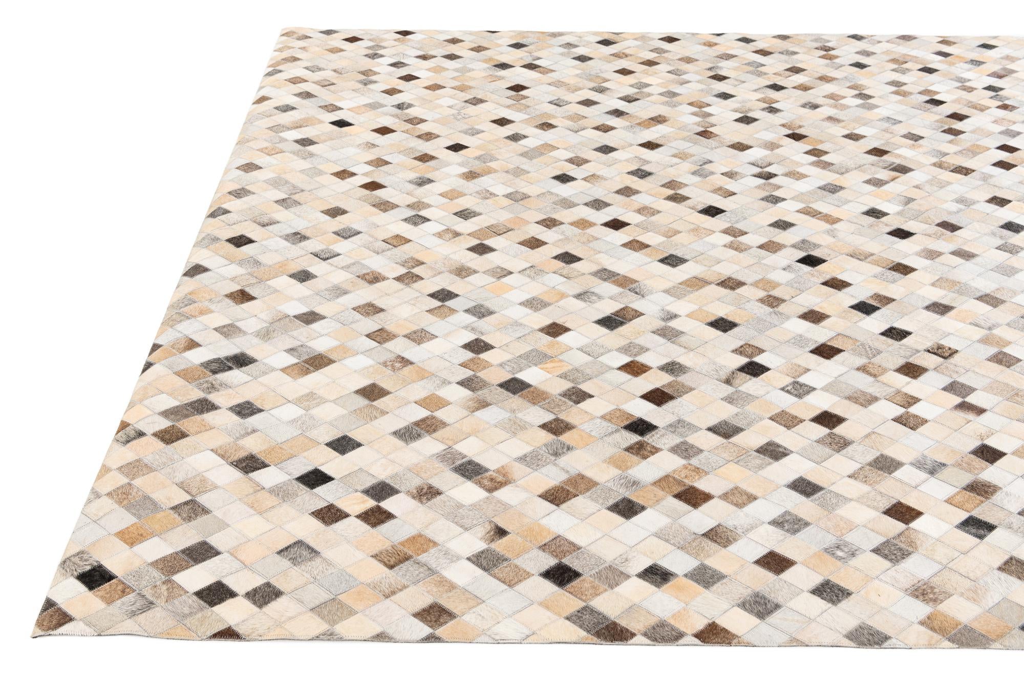 6' 7 x 9' 11 Cowhide Stocks Rug