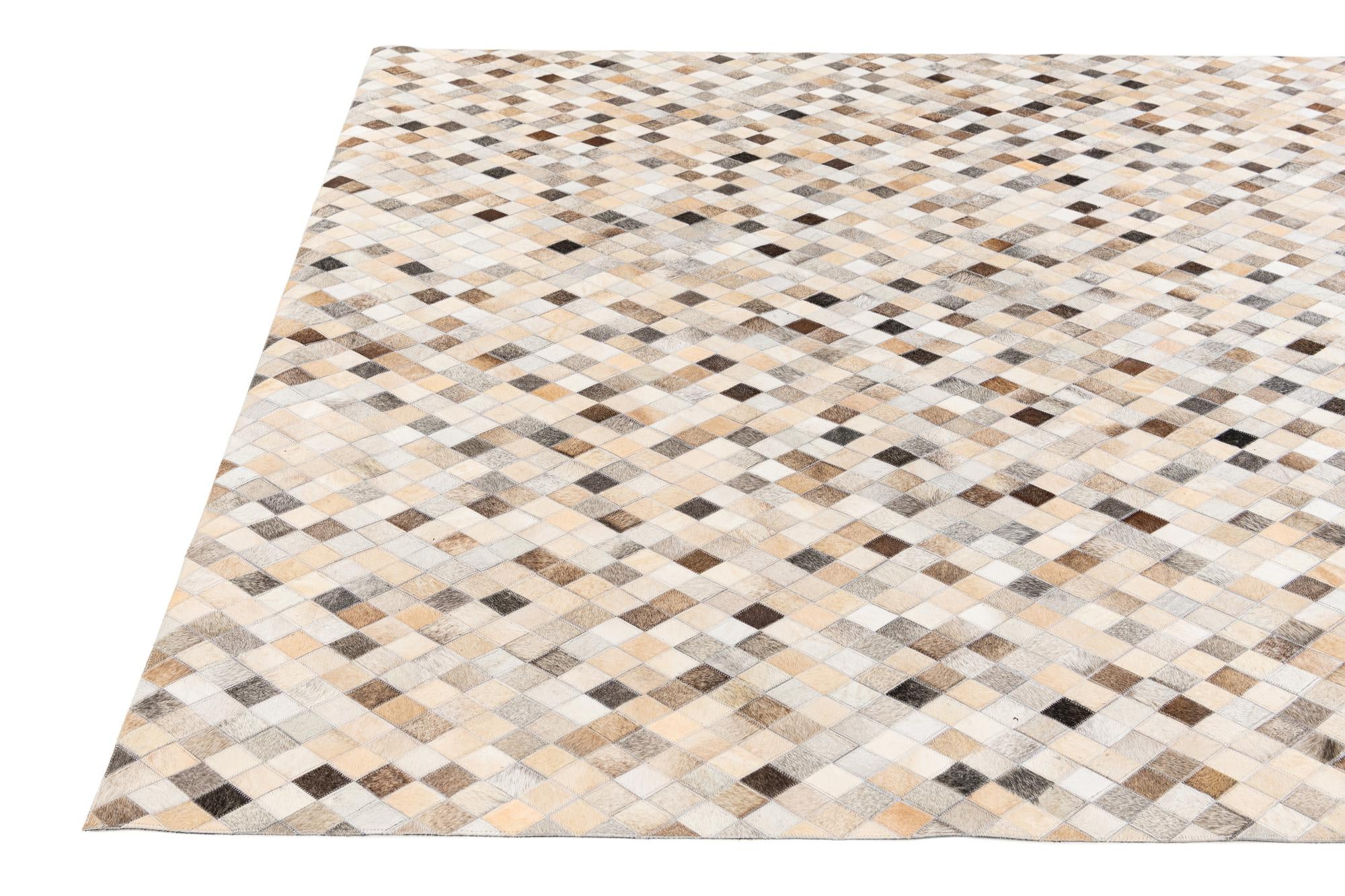 6' 7 x 9' 11 Cowhide Stocks Rug