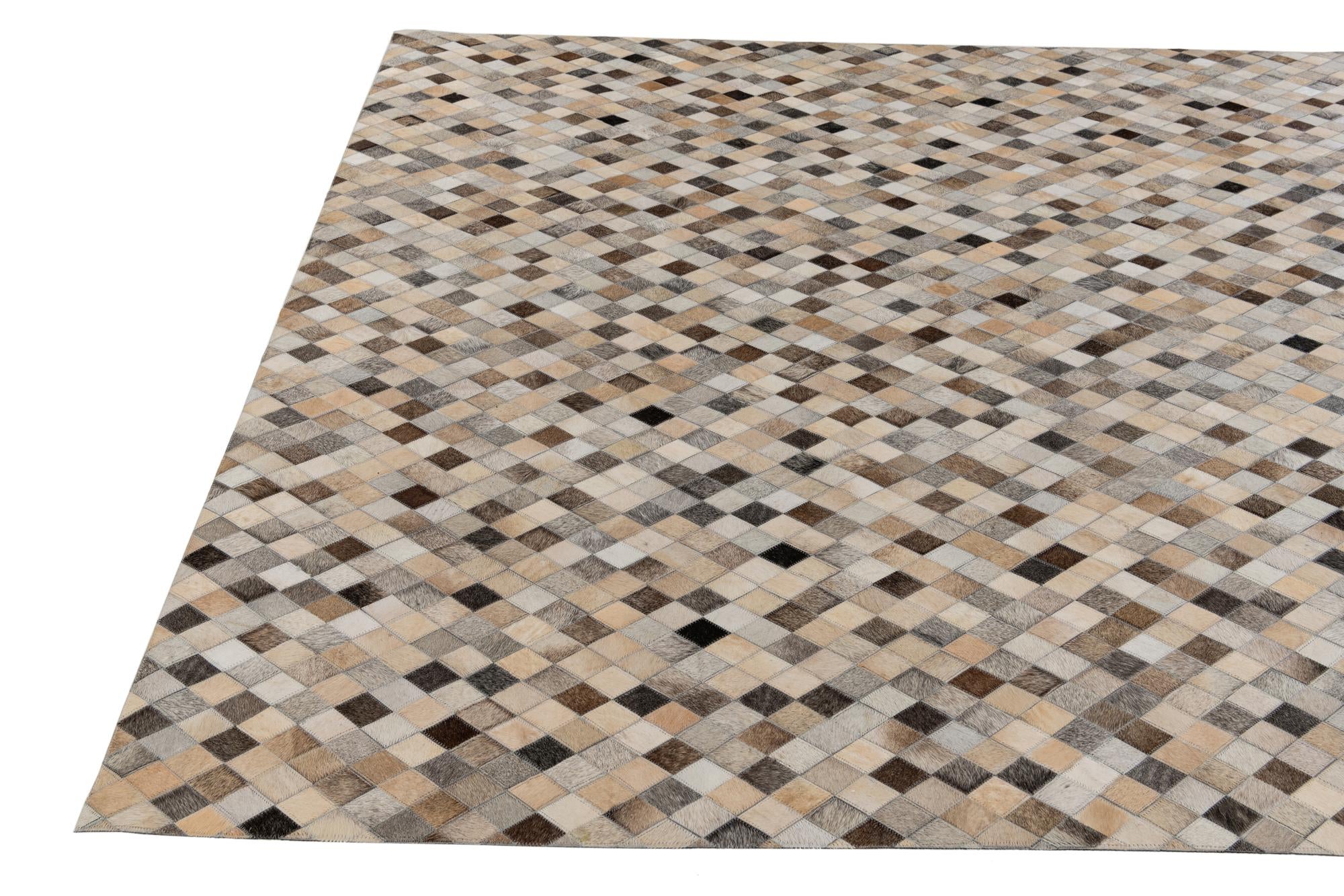 6' 7 x 9' 11 Cowhide Stocks Rug