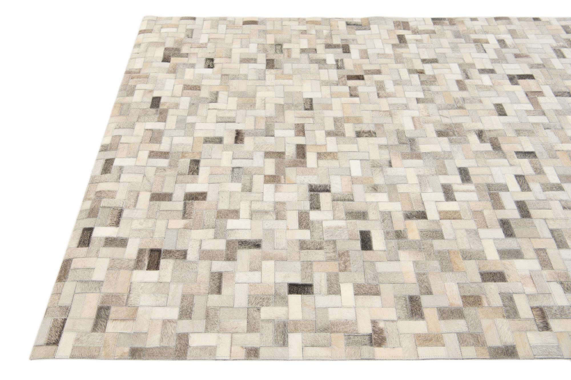 4' 7 x 6' 7 Cowhide Stocks Rug