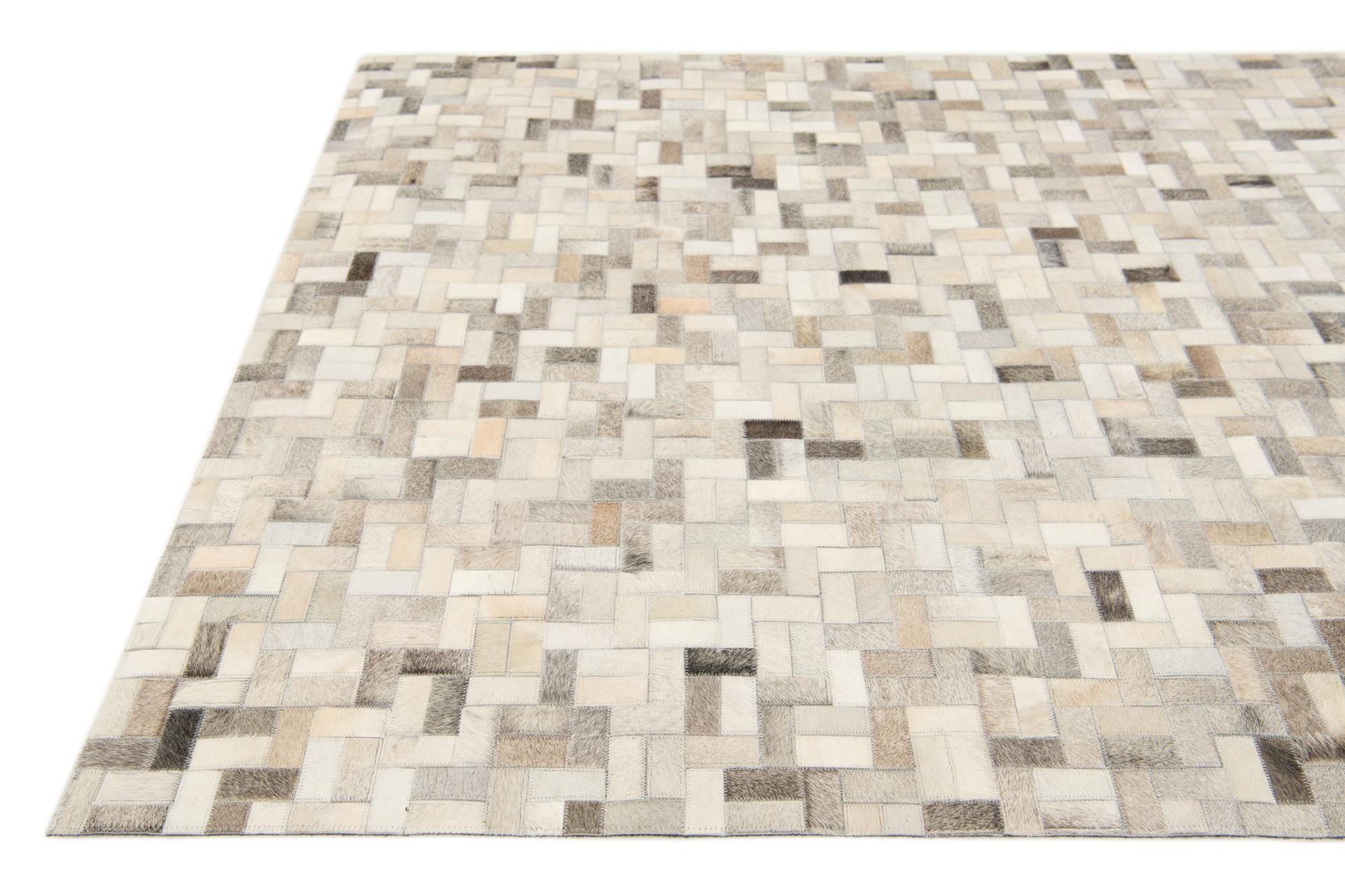 4' 7 x 6' 6 Cowhide Stocks Rug