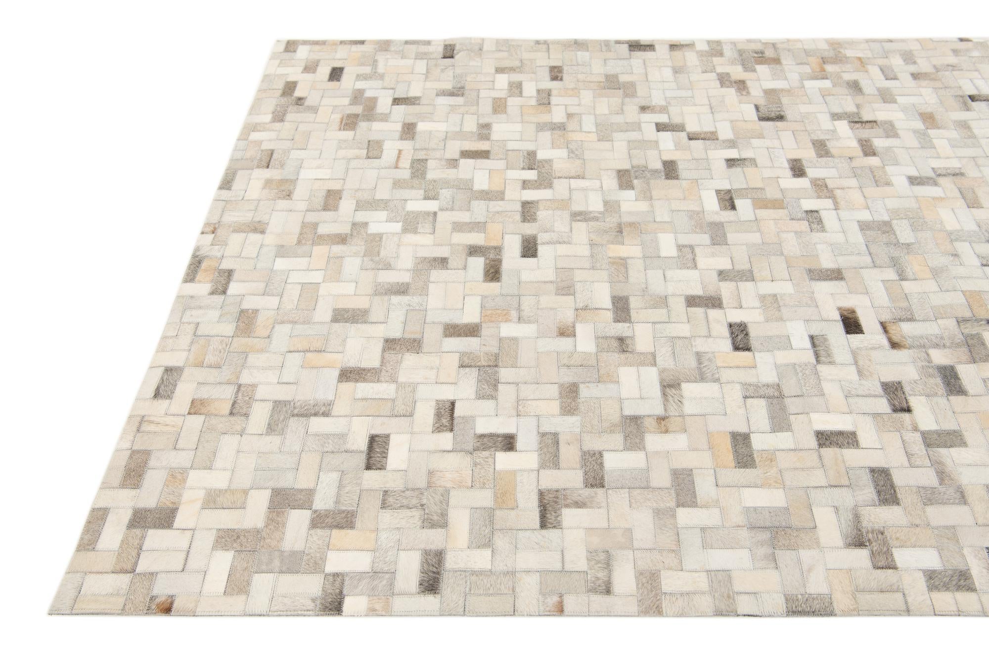 4' 8 x 6' 7 Cowhide Stocks Rug