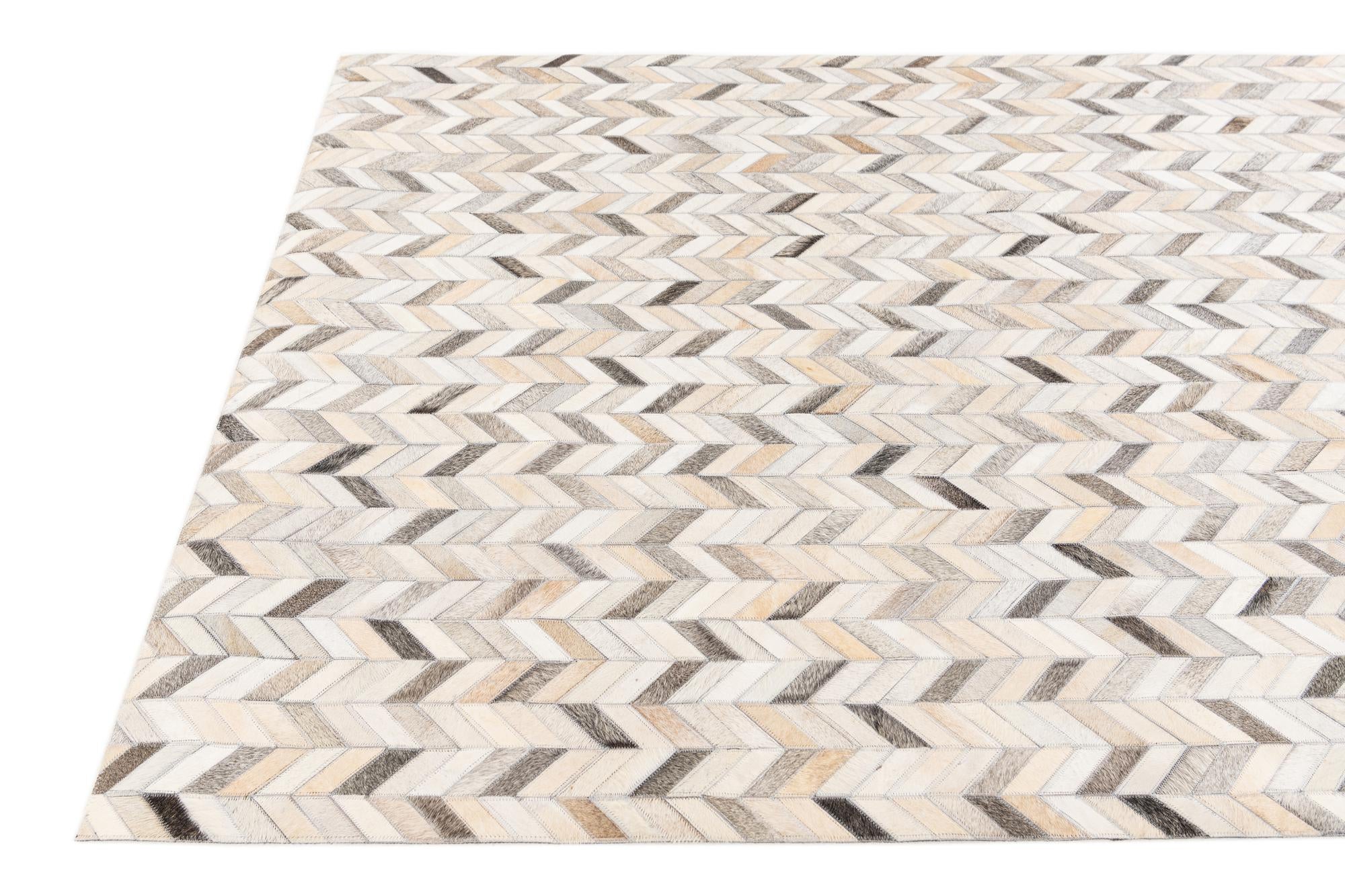 4' 7 x 6' 7 Cowhide Stocks Rug