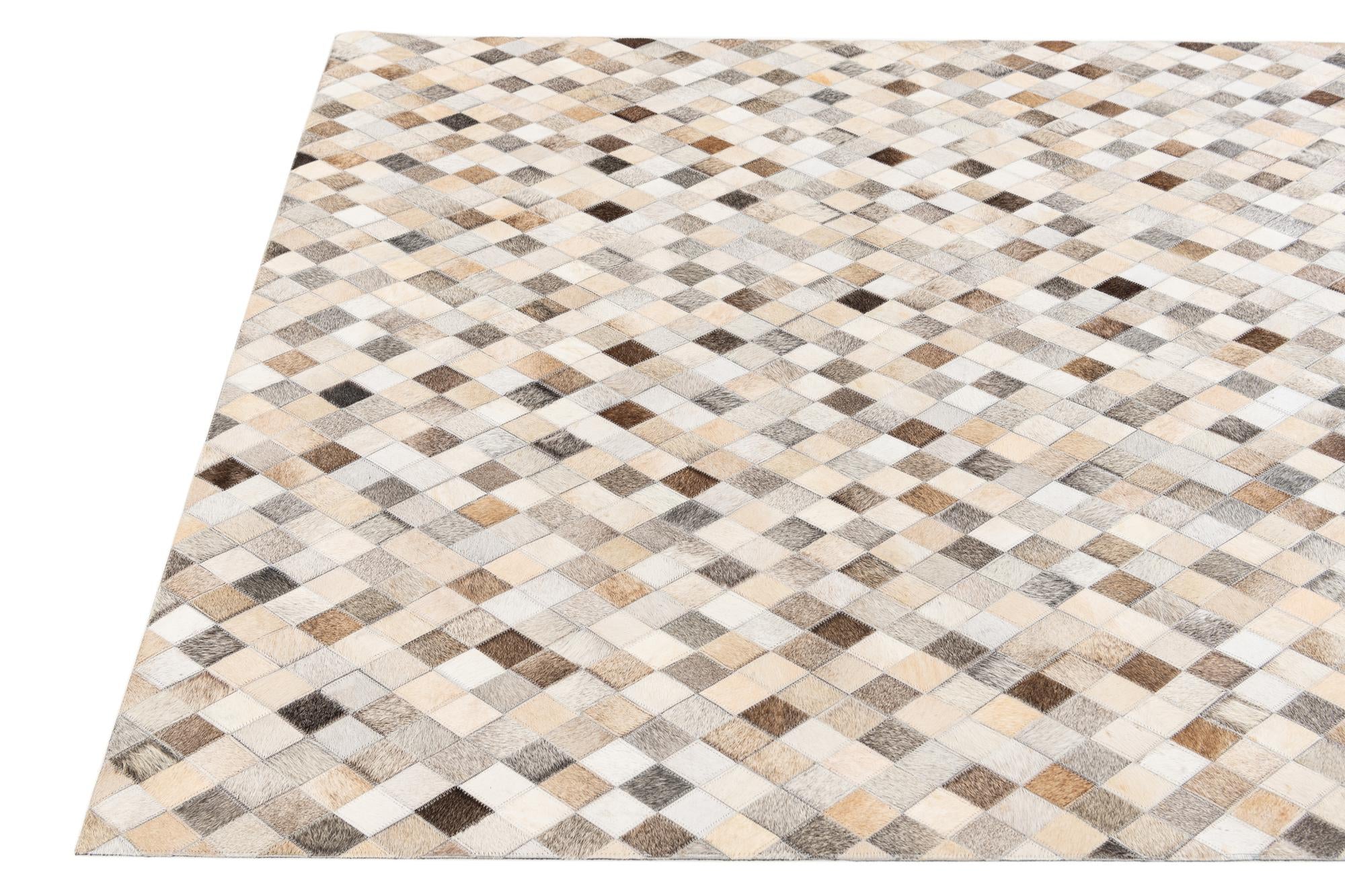 4' 7 x 6' 7 Cowhide Stocks Rug