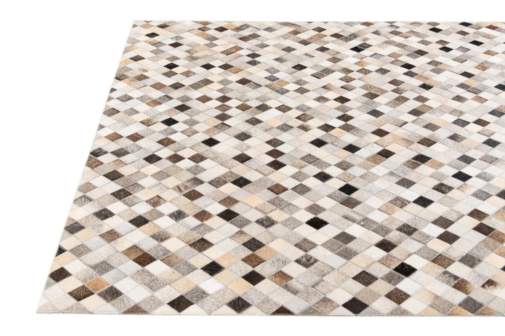 4' 7 x 6' 7 Cowhide Stocks Rug