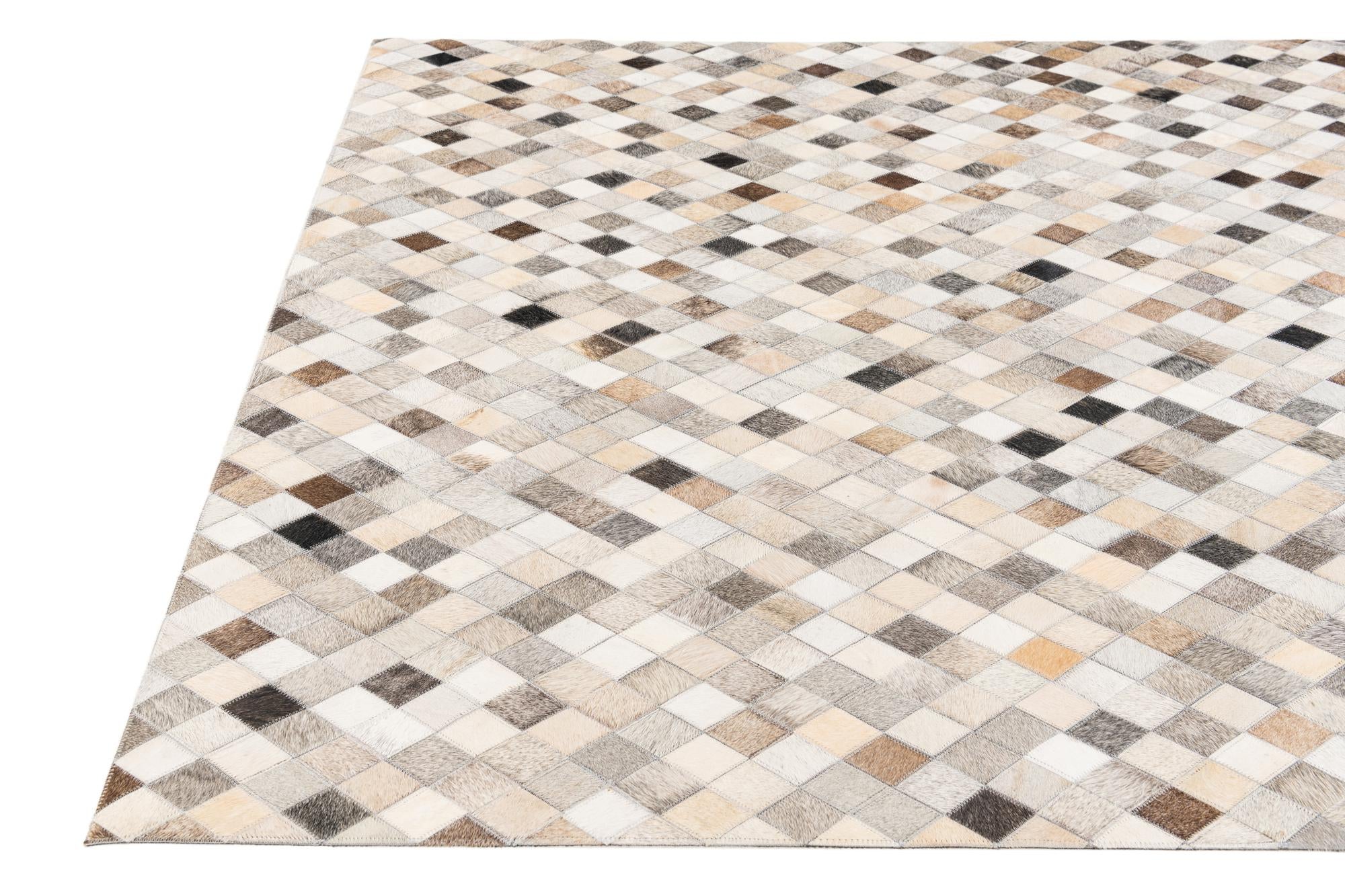 4' 7 x 6' 7 Cowhide Stocks Rug