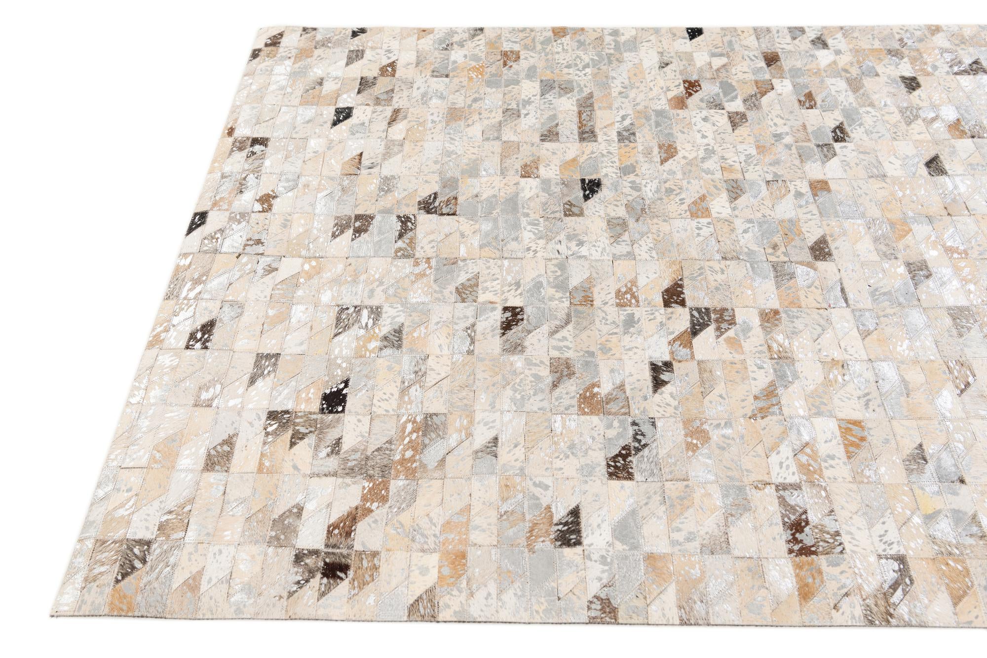 4' 6 x 6' 8 Cowhide Stocks Rug