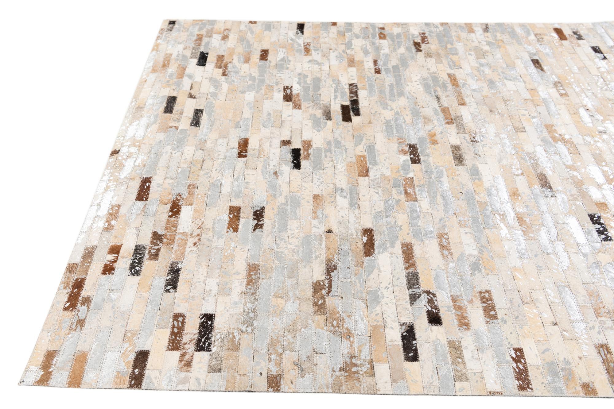 4' x 4' 8 Cowhide Stocks Rug