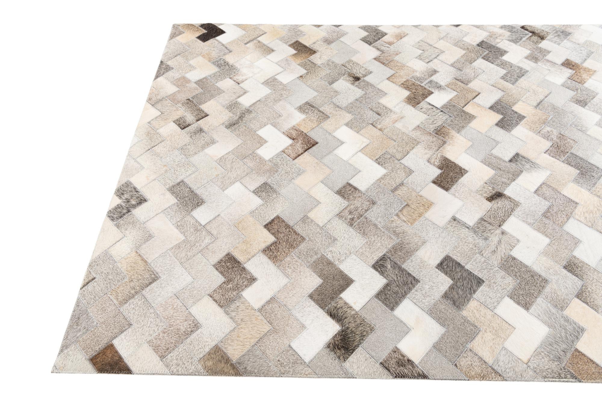 4' 1 x 5' 11 Cowhide Stocks Rug