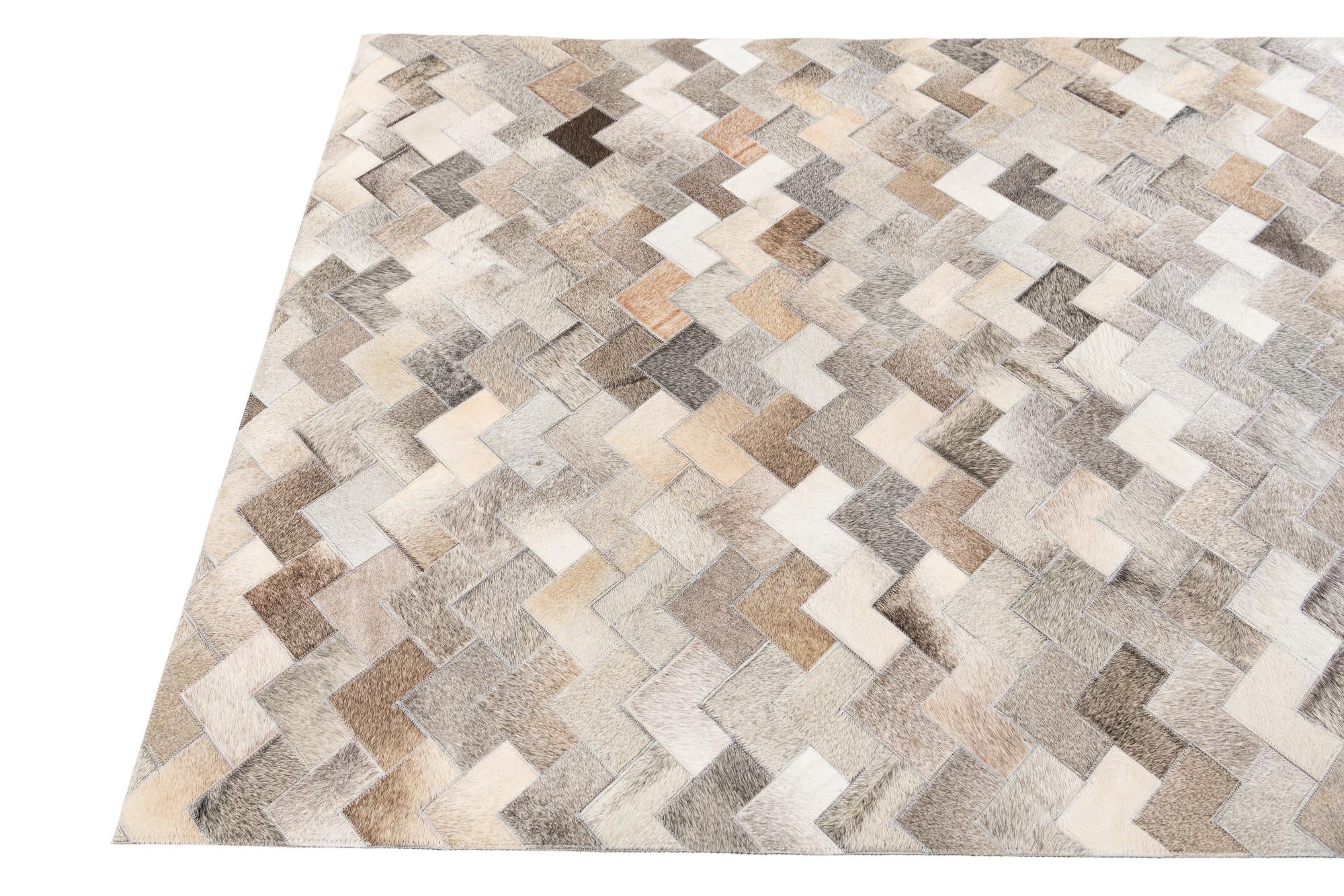 4' 1 x 5' 10 Cowhide Stocks Rug