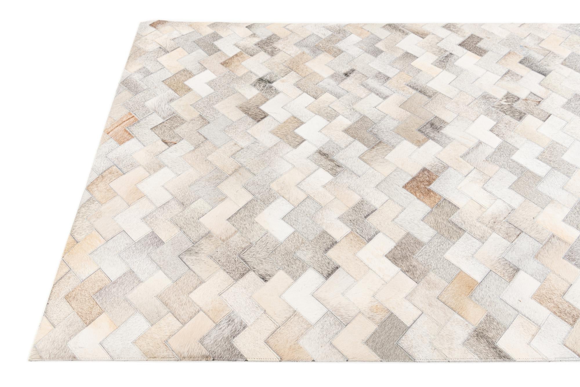 4' 1 x 6' Cowhide Stocks Rug