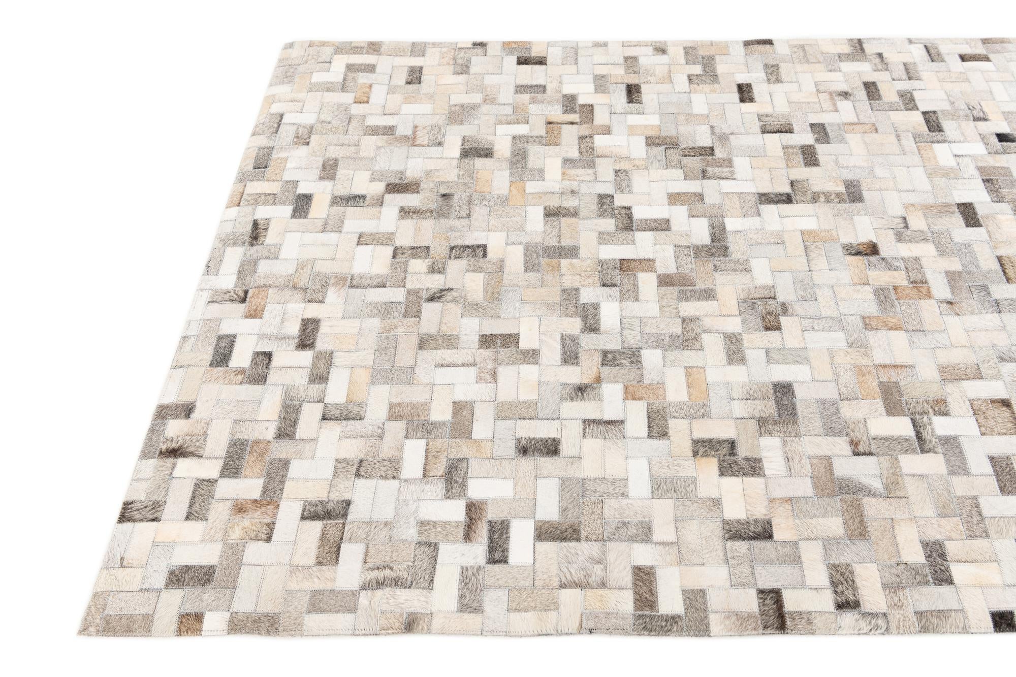 4' 1 x 5' 10 Cowhide Stocks Rug