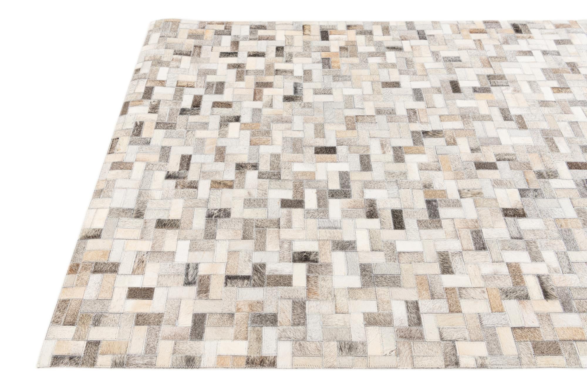 4' 1 x 5' 10 Cowhide Stocks Rug