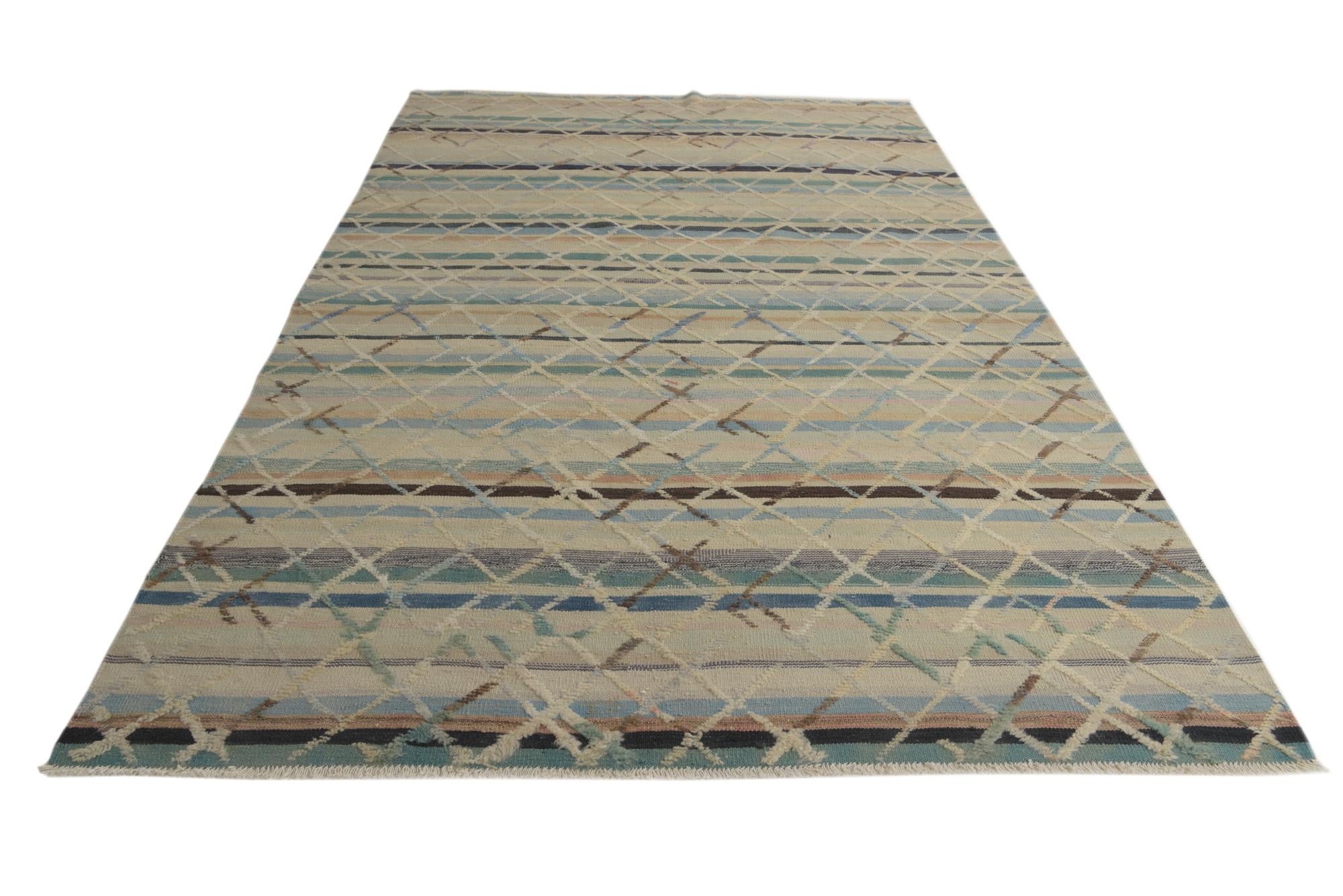 6' 7 x 10' 1 Hand Knotted Darya Wool Rug