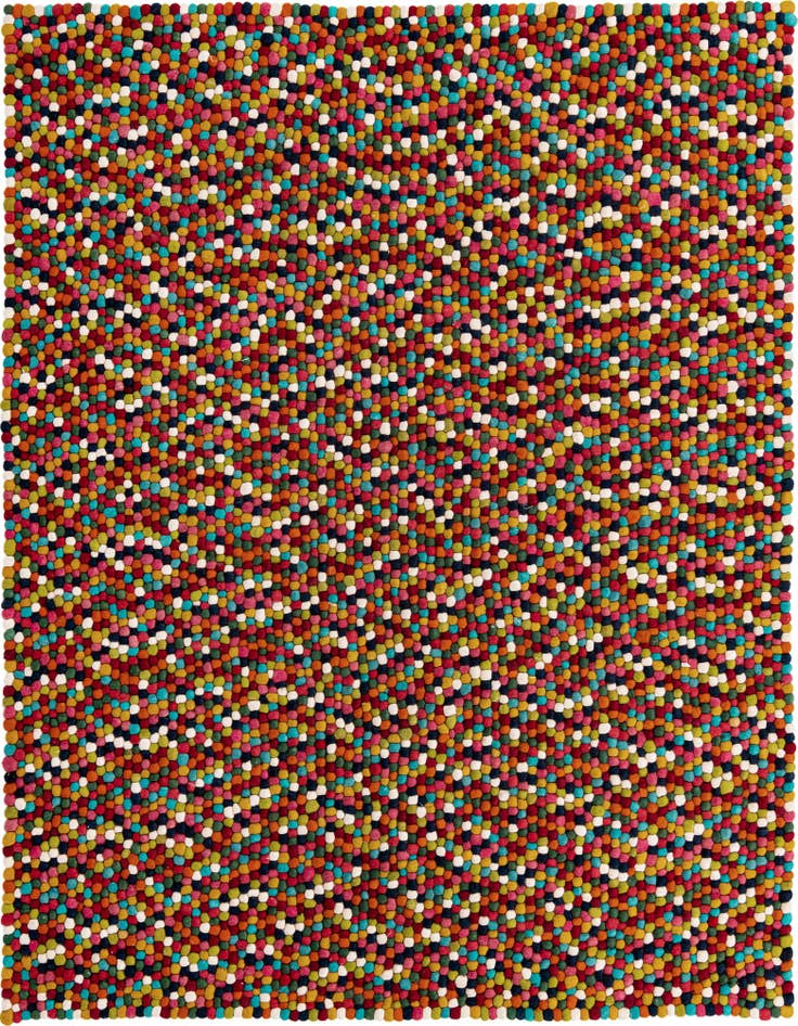 Detail image of 8' x 10' Felt Ball Wool Rug