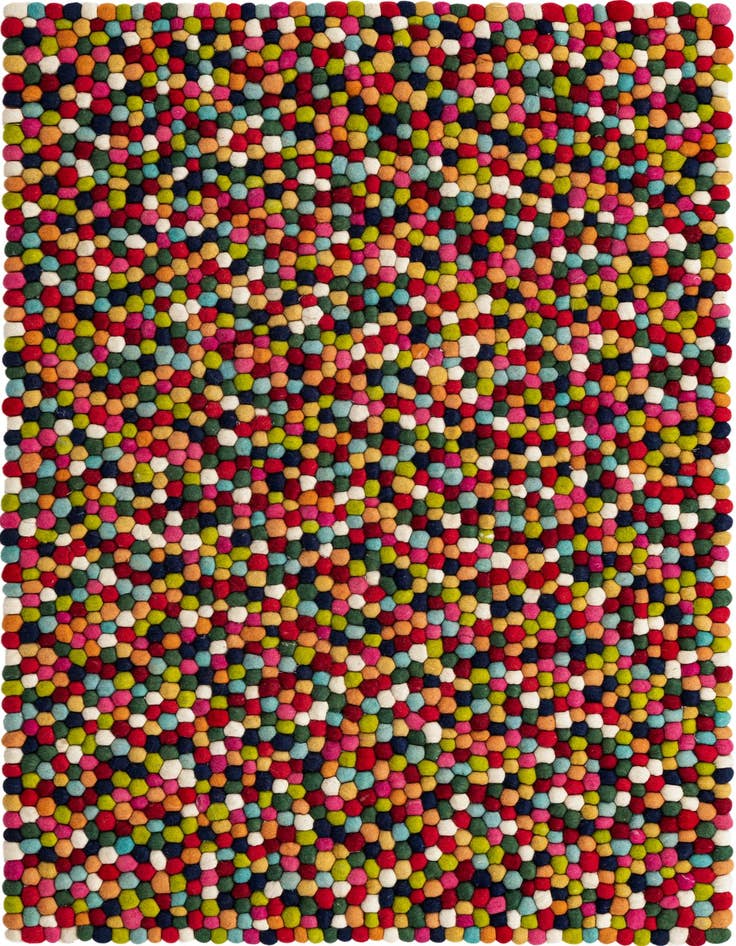 Detail image of 4' 1 x 6' 1 Felt Ball Wool Rug