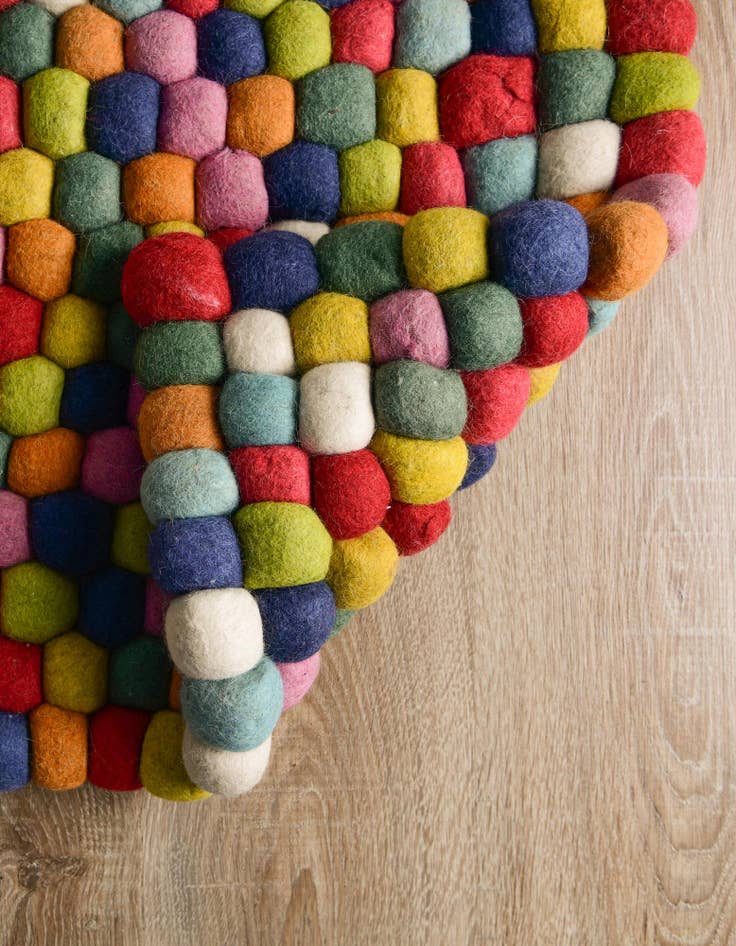 Detail image of Custom Multi Felt Ball Wool Rug