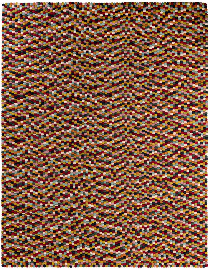 Detail image of 10' x 13' 1 Hand Woven Felt Ball Wool Rug