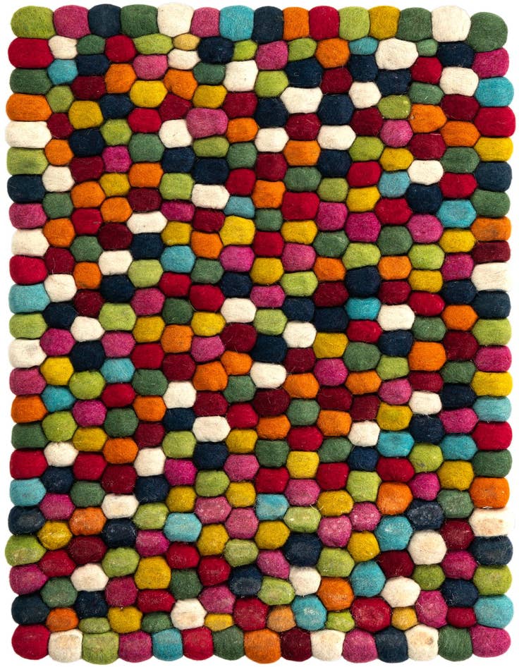 Detail image of 2' 2 x 3' 1 Felt Ball Wool Rug