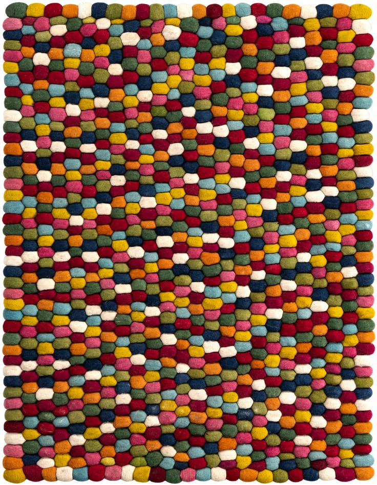 Detail image of 3' 3 x 5' 3 Felt Ball Wool Rug