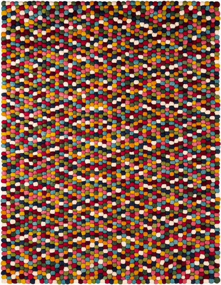 Detail image of 6' 1 x 9' Felt Ball Wool Rug