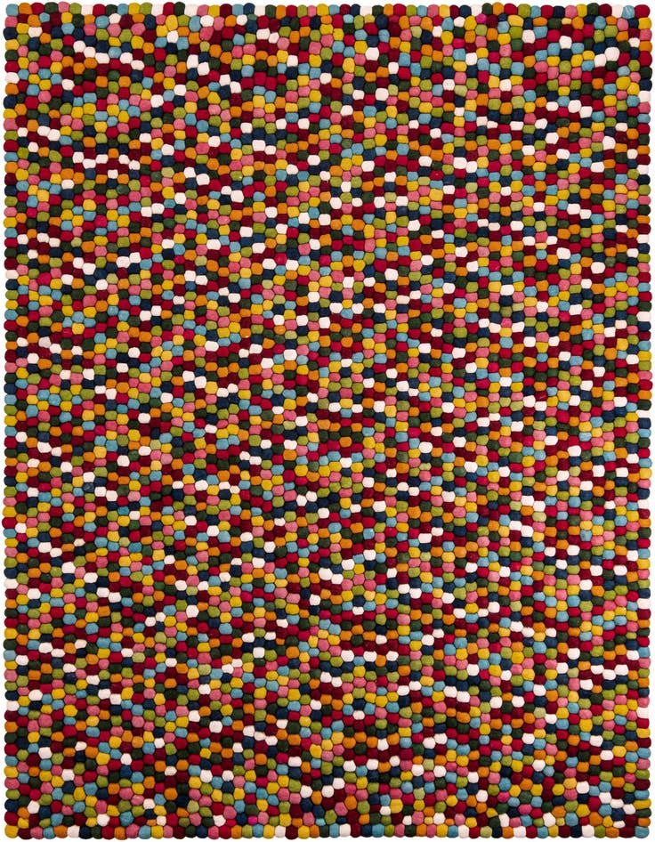Detail image of 7' 1 x 10' Felt Ball Wool Rug