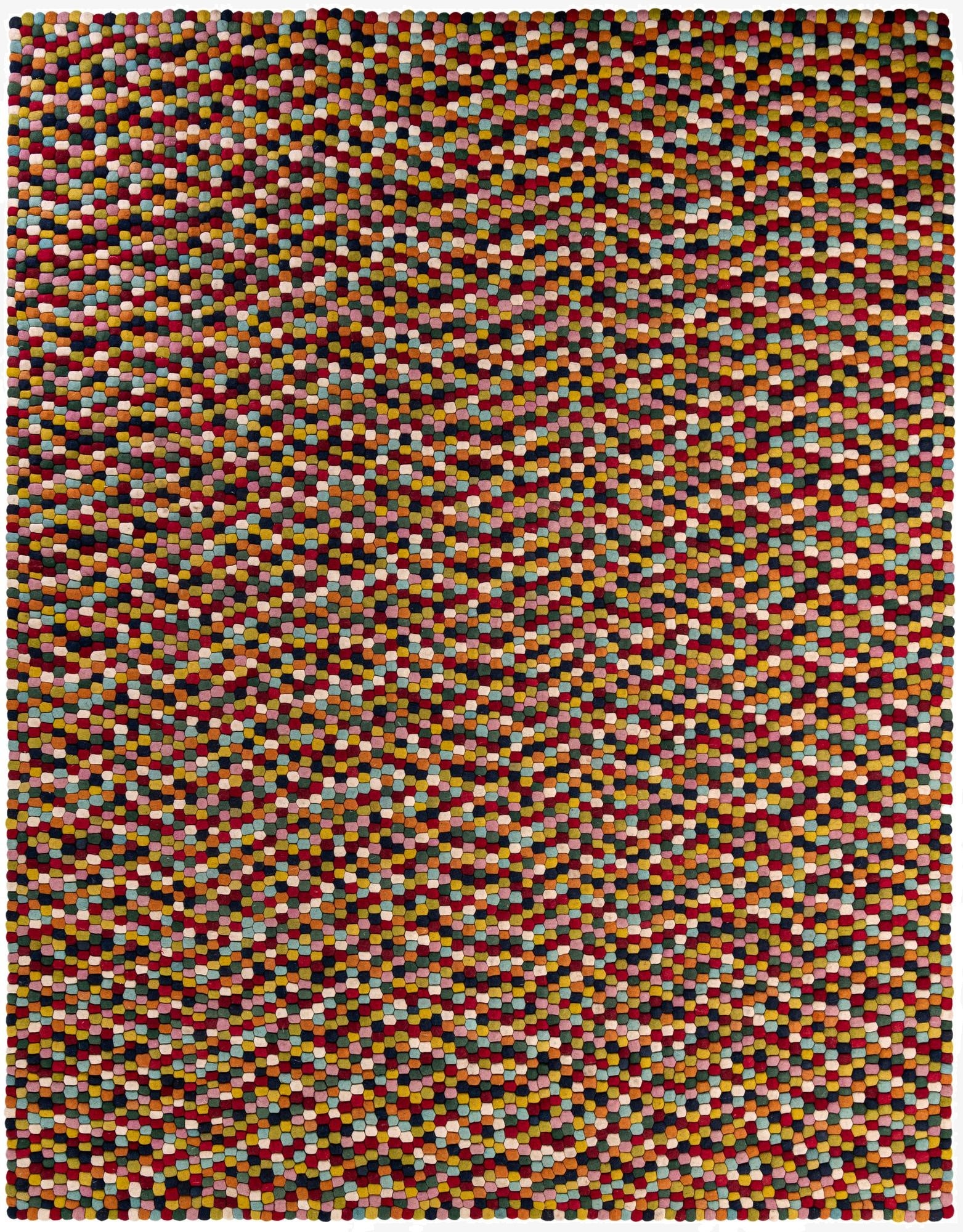 10' x 13' 1  Hand Woven Felt Ball Wool Rug