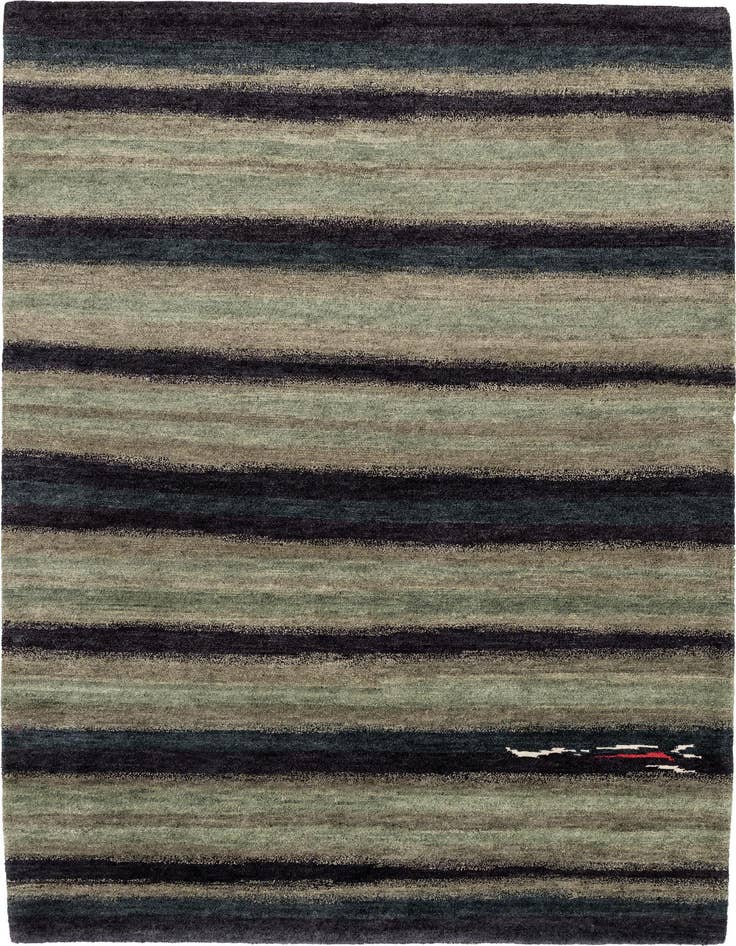 Detail image of 4' 9 x 7' Hand Knotted Gabbeh Wool Rug