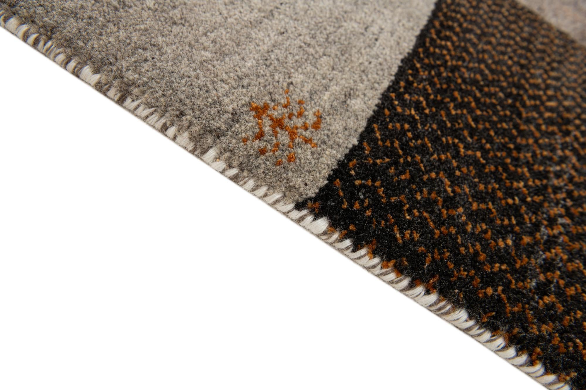 5' x 7' Hand Knotted Gabbeh Wool Rug