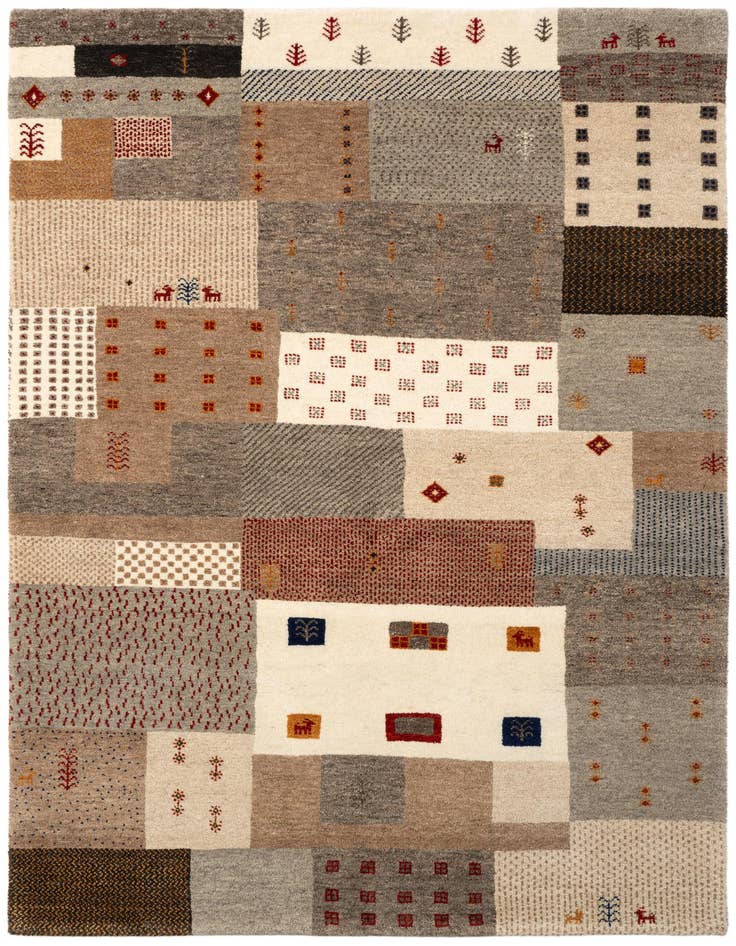 Detail image of 5' x 7' Hand Knotted Gabbeh Wool Rug