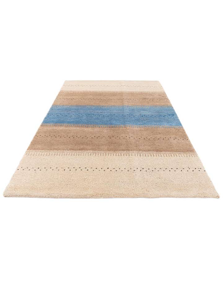 4' 6 x 6' 8 Hand Knotted Gabbeh Wool Rug