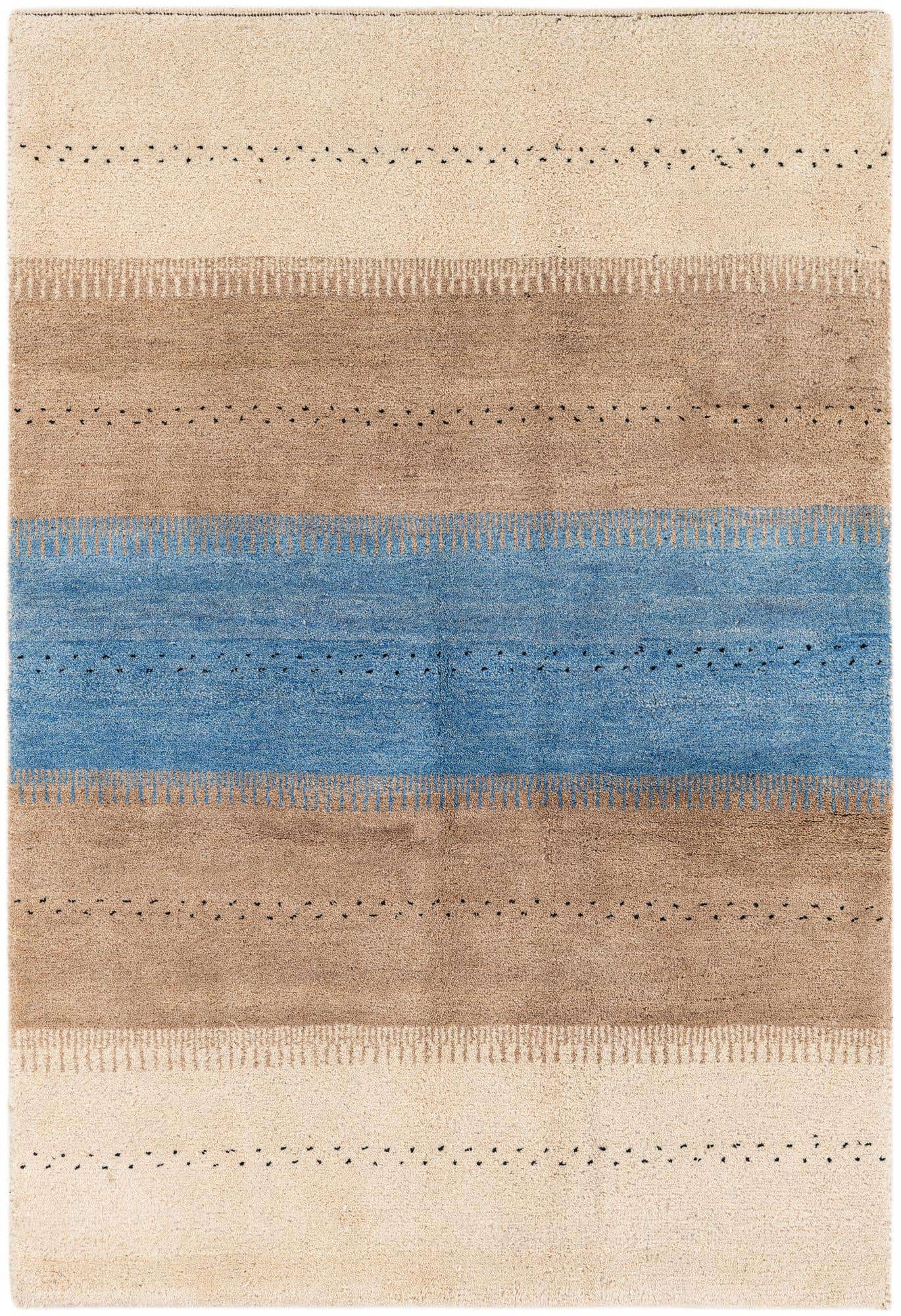 4' 6 x 6' 8 Hand Knotted Gabbeh Wool Rug