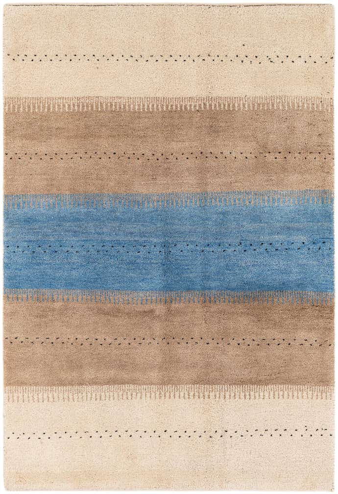 4' 6 x 6' 8 Hand Knotted Gabbeh Wool Rug
