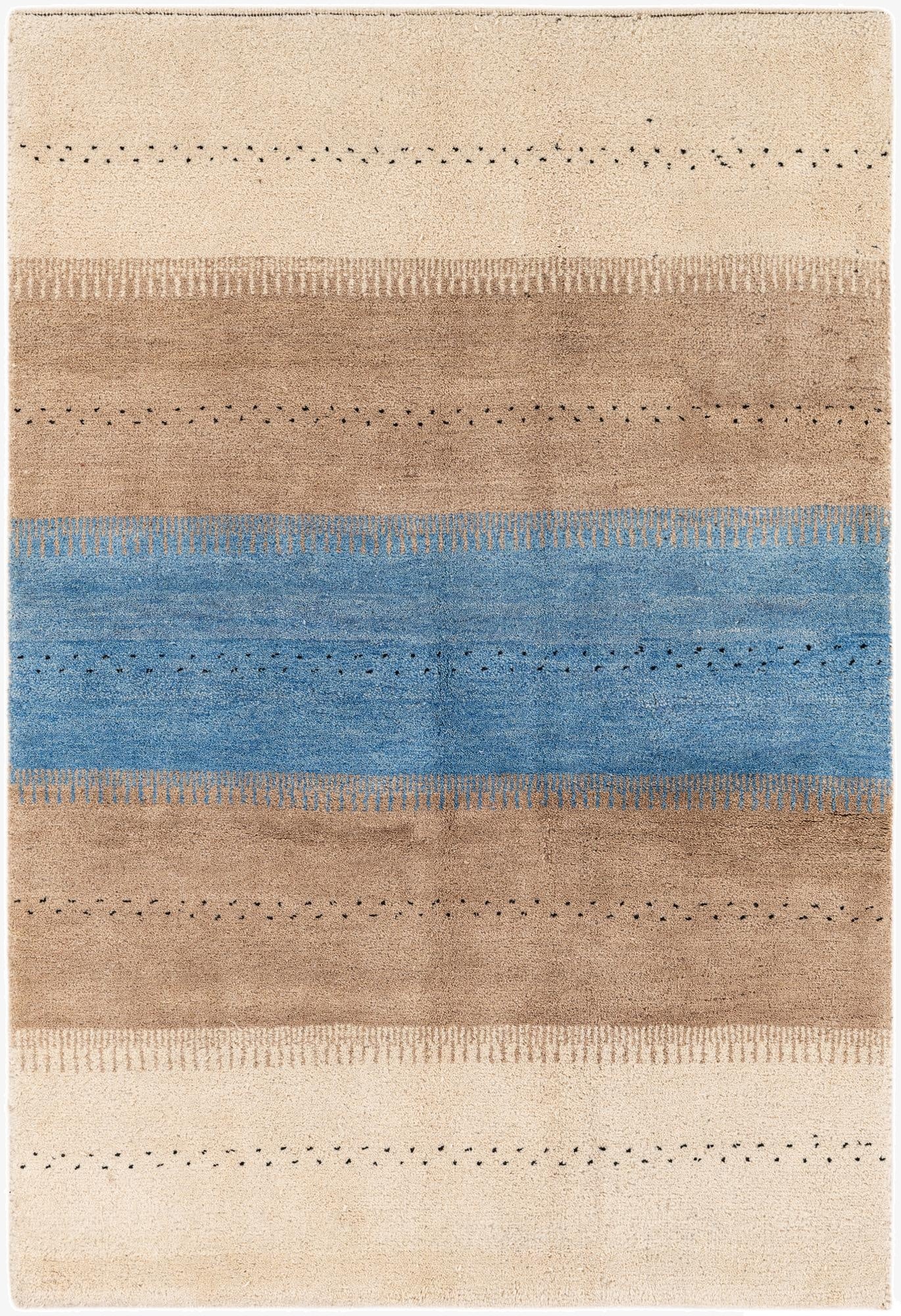 4' 6 x 6' 8  Hand Knotted Gabbeh Wool Rug